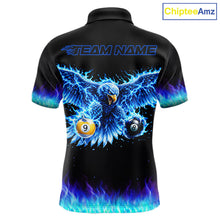 Load image into Gallery viewer, Blue Flaming Eagle Play 8 Ball And 9 Ball Billiard Pool Shirt For Men Custom Billiard Team Appeal NYN2761