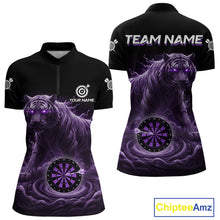 Load image into Gallery viewer, Custom Purple Smokes Funny Tiger Dartboard Women Darts Quarter-Zip Shirt, Outfits Dart Jerseys NYN1810
