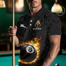 Load image into Gallery viewer, Yellow Tribal Flaming Pool 8 Ball Men Billiard Polo &amp; 1/4-Zip Shirt Personalized Billiard Attire NYN2601
