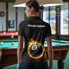 Load image into Gallery viewer, Yellow Tribal Flaming Pool 8 Ball Women Billiard Polo &amp; 1/4-Zip Shirt Personalized Billiard Attire NYN2601