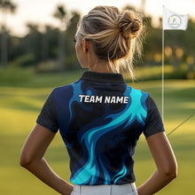 Load image into Gallery viewer, Womens Golf Ball Pattern Shirts Custom Black And Blue Mens Golf Polos Golf Team Outfits NYN3383