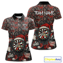 Load image into Gallery viewer, Custom Funny Dartboard Red Graffiti Christmas Darts Polo Shirt For Women, Xmas Dart Jerseys NYN1829