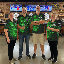 Load image into Gallery viewer, Lightning Green Butterflies Skull Dartboard Custom Women Darts Polo Shirt Dart Jerseys NYN2354