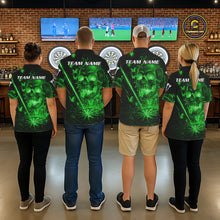 Load image into Gallery viewer, Lightning Green Butterflies Skull Dartboard Custom Women Darts Polo Shirt Dart Jerseys NYN2354