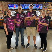 Load image into Gallery viewer, Lightning Pink Butterflies Skull Dartboard Custom Women Darts 1/4-Zip Shirt Dart Jerseys NYN2355