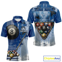 Load image into Gallery viewer, Blue Grey Grunge 8 Ball Pool Shirts Custom Men Billiard Pool Shirts Rack Billiard Team Jerseys NYN2976