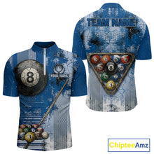 Load image into Gallery viewer, Blue Grey Grunge 8 Ball Pool Shirts Custom Men Billiard Pool Shirts Rack Billiard Team Jerseys NYN2976
