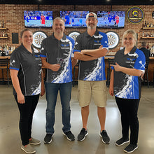 Load image into Gallery viewer, Blue Fiery Rooster Fury Dart Arrow Women Funny Darts Quarter- Zip Shirt Custom Name Darts Jersey NYN2113