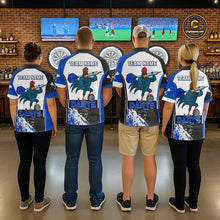 Load image into Gallery viewer, Blue Fiery Rooster Fury Dart Arrow Women Funny Darts Quarter- Zip Shirt Custom Name Darts Jersey NYN2113