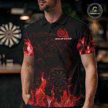 Load image into Gallery viewer, Custom Red Flaming Grim Reaper Dartboard Men Dart Polo Shirt Personalized Skull Dart Team Jerseys NYN2774