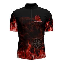 Load image into Gallery viewer, Custom Red Flaming Grim Reaper Dartboard Men Dart Polo Shirt Personalized Skull Dart Team Jerseys NYN2774