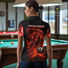 Load image into Gallery viewer, Custom Red Flaming Grim Reaper 8 Ball Billiard Pool Shirts For Women Bowling Polo &amp; 1/4-Zip Jersey NYN2775