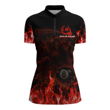 Load image into Gallery viewer, Custom Red Flaming Grim Reaper 8 Ball Billiard Pool Shirts For Women Bowling Polo &amp; 1/4-Zip Jersey NYN2775