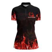 Load image into Gallery viewer, Personalized Red Flaming Grim Reaper Bowling Team Shirts For Women Bowling Polo &amp; 1/4-Zip Jersey NYN2776