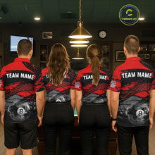 Load image into Gallery viewer, Black &amp; Red Grunge 8 Ball Pool Women Billiard Polo &amp; 1/4-Zip Jersey Custom Billiard Shirt Designs NYN2411