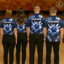 Load image into Gallery viewer, White blue splatter bowling ball team shirts custom bowling jerseys