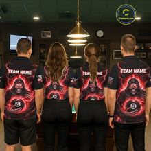 Load image into Gallery viewer, Red Flames Grim Reaper Holding 8 Ball Pool Men Polo &amp; 1/4-Zip Shirt Personalized Billiard Gifts NYN2662