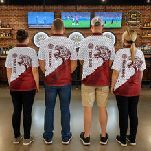 Load image into Gallery viewer, Personalized White And Red Striped Leopard Darts Polo Shirts For Women Dart Team Jerseys NYN2197