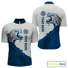Load image into Gallery viewer, Personalized White And Blue Striped Leopard Darts Quarter-Zip Shirts For Men Dart Team Jerseys NYN2198