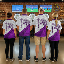 Load image into Gallery viewer, Personalized White And Purple Striped Leopard Darts Polo Shirts For Men Dart Team Jerseys NYN2199