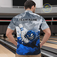 Load image into Gallery viewer, White Blue Funny Cracked Pins &amp; Ball Bowling Shirt For Men Custom Outfit Team Bowling Jersey NYN3234