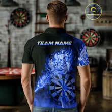 Load image into Gallery viewer, Custom Smoke Blue Fire Flaming Dart Arrow Men Darts Polo League Shirts Dart Team Jerseys NYN2215