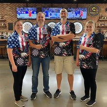 Load image into Gallery viewer, Smoking US Flag &amp; Eagle Dartboard Women Darts Quarter-Zip Shirt Custom Patriotic Dart Team Jerseys NYN2511