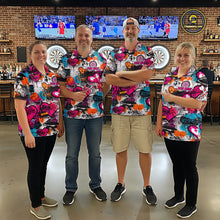 Load image into Gallery viewer, Colorful Heart Graffiti Dartboard Women Darts Quarter-Zip Shirt Custom Couple Dart Valentine Jerseys NYN2528