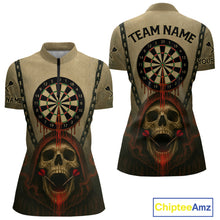Load image into Gallery viewer, Custom Red Dripping Skull Halloween Dart 1/4-Zip Shirt For Women Hallow's Eve Dart Team Jersey NYN1456