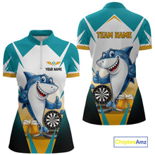 Load image into Gallery viewer, Custom Funny Shark And Cheer Beers Darts Polo &amp; 1/4-Zip For Women Colorful Outfit Dart Team Attire NYN2904