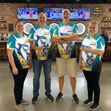 Load image into Gallery viewer, Custom Funny Shark And Cheer Beers Darts Polo &amp; 1/4-Zip For Women Colorful Outfit Dart Team Attire NYN2904