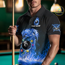 Load image into Gallery viewer, Fire Flame Dragon Pool 8 Ball Men's Billiard Shirt Custom Billiard Team League Attire|Blue NYN2557