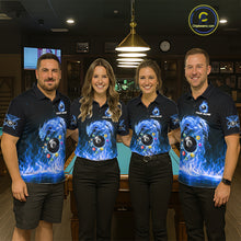 Load image into Gallery viewer, Fire Flame Dragon Pool 8 Ball Men's Billiard Shirt Custom Billiard Team League Attire|Blue NYN2557