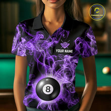 Load image into Gallery viewer, Personalized Purple Smokes 8 Ball Pool Billiard Shirt For Women Custom Billiard Rack Team Jersey NYN3143