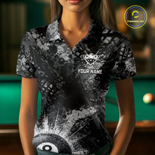 Load image into Gallery viewer, Black White Grunge Pool 8 Ball Billiard Shirt For Women Personalized Ball Billiard Attire Gifts NYN2569