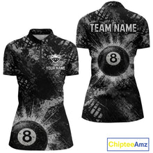 Load image into Gallery viewer, Black White Grunge Pool 8 Ball Billiard Shirt For Women Personalized Ball Billiard Attire Gifts NYN2569