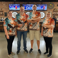 Load image into Gallery viewer, Blue &amp; Orange Watercolor Funny Eagle Dartboard Men Dart Polo Shirts Custom Dart Team Jerseys NYN2728