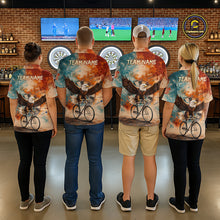 Load image into Gallery viewer, Blue &amp; Orange Watercolor Funny Eagle Dartboard Men Dart Polo Shirts Custom Dart Team Jerseys NYN2728
