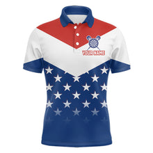 Load image into Gallery viewer, Blue And Red Dartboard Patriotic Dart Polo Shirts For Men Custom Dart Team Jerseys NYN2729