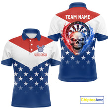 Load image into Gallery viewer, Blue And Red Dartboard Patriotic Dart Polo Shirts For Men Custom Dart Team Jerseys NYN2729