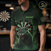 Load image into Gallery viewer, Funny Cat Green Dripping Dartboard Custom Men's Polo Darts Shirt Outfits Darts Jersey NYN1801