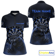 Load image into Gallery viewer, Funny Cat Blue Dripping Dartboard Custom Women Quarter-Zip Darts Shirt Outfits Darts Jersey NYN1803