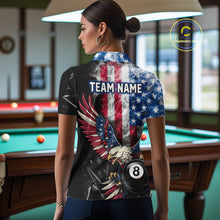 Load image into Gallery viewer, US Flag Smoke Eagle 8 Ball Pool Billiard Shirt For Women Custom Broken Glass Billiard Team Attire NYN2743