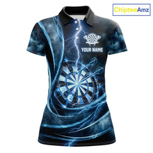 Load image into Gallery viewer, Personalized Thunder Darts Polo &amp; 1/4-Zip Shirt For Women Lightning Dark Blue Dart Attire Jerseys NYN2955