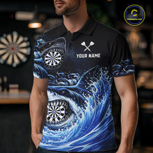 Load image into Gallery viewer, Personalized Funny Shark Waving Blue Dartboard Men Darts Polo Shirt Custom Darts Team Jerseys NYN2583