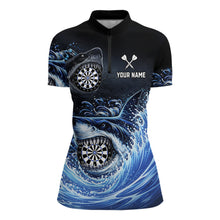 Load image into Gallery viewer, Personalized Funny Shark Waving Blue Dartboard Women Darts 1/4-Zip Shirt Custom Darts Team Jerseys NYN2583