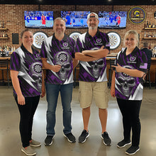Load image into Gallery viewer, Silver Skull Purple Grunge US Flag Men Darts Quarter-Zip Shirt Custom Name Dart League Jerseys NYN2062