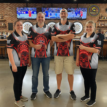 Load image into Gallery viewer, Silver Red Flaming Skull Dartboard Men Darts Quarter-Zip Shirt Custom Team Dart League Jerseys NYN2071
