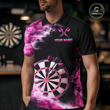Load image into Gallery viewer, Custom Pink Smokes Dartboard &amp; Arrow Men Darts Polo Shirt Personalized Darts Team Jerseys NYN2597