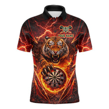 Load image into Gallery viewer, Red Flaming Tiger Thunder Dartboard Men Darts Polo Shirt Custom Funny Darts Team Jersey NYN2610